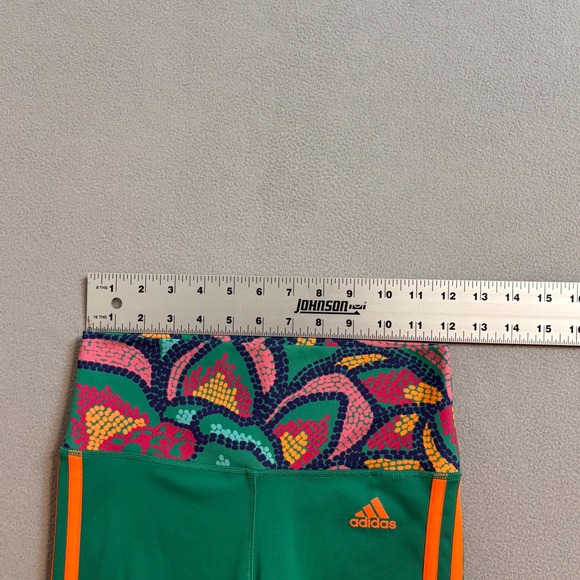 FARM RIO x ADIDAS High Rise Tights Green Leggings Patterned Training Small - Picture 6 of 10